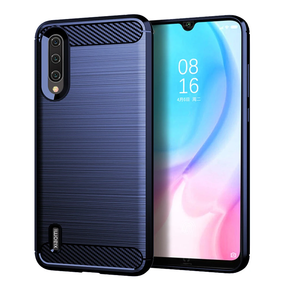 Для Xiaomi Mi A3 силиконовый чехол для телефона с матовым узором из углеродного волокна защитная задняя крышка ударопрочный мягкий чехол - Цвет: blue