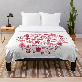 

Summer Flowers Watercolor Blanket Wool Flannel Plush Blanket Bedspread For office Sherpa Blanket Couch Quilt Cover Travel