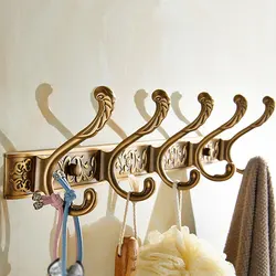 Wall Hooks 5 Row Hook Coat Hanger Door Hooks Classical Robe Hooks Bathroom Wall Carving Antique Bathroom Accessories Robe Hooks