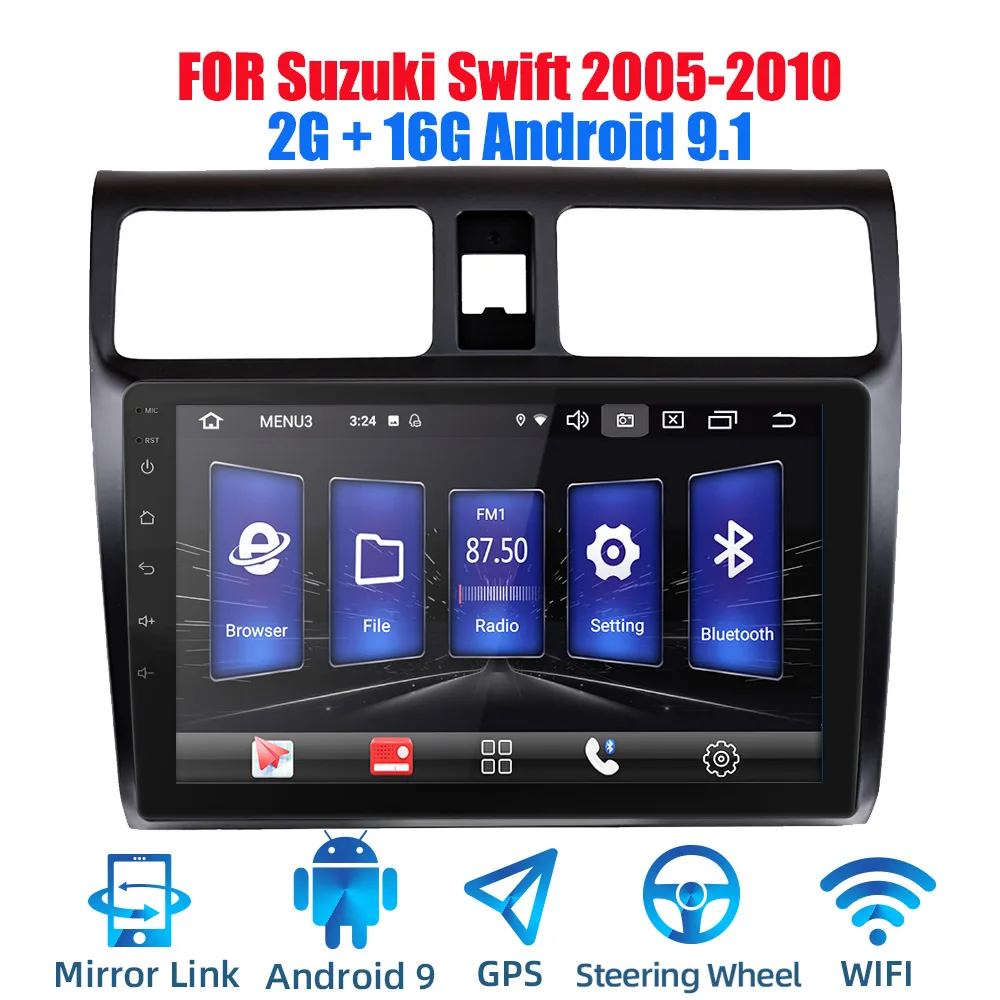2din Android 9,0 Ouad Core PX6 Автомагнитола стерео для Suzuki Swift 2005-2010 gps Navi Аудио Видео плеер Wifi BT HDMI DAB