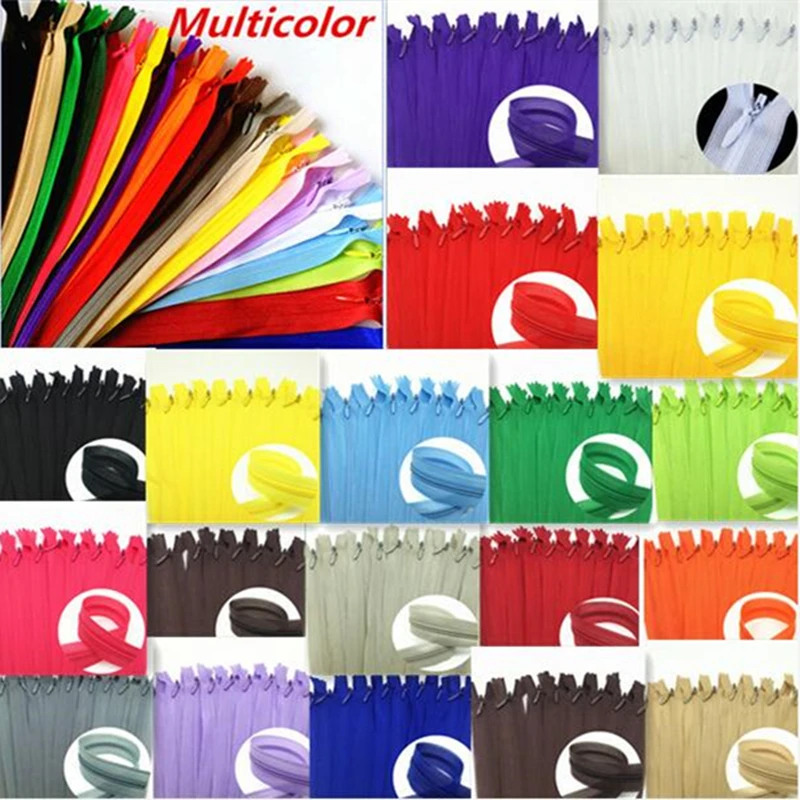 

50pieces 3# 28cm/30cm/40cm/50cm/60cm nylon invisible soft tulle coil Chiffon zipper sewing Silk Zippers (color please choose)