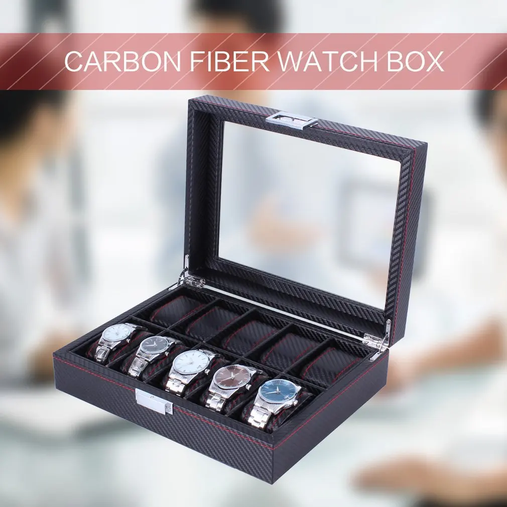 

Wooden/Leather 8/10/12 Grids Watch Display Sunglass Case Durable Packaging Holder Jewelry Collection Storage Organizer Box 2019