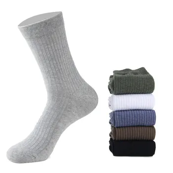 

Solid Color Cotton Socks Striped Casual Winter Jacquard Men's Socks Male Business Breathable Long Socks One Size Sock