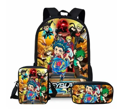 Горячая Beyblade Burst игра 3 шт. набор печатных Человек Большой Рюкзак Ортопедические школьные сумки Beyblade Burst игра школьная сумка подарки - Цвет: photo color