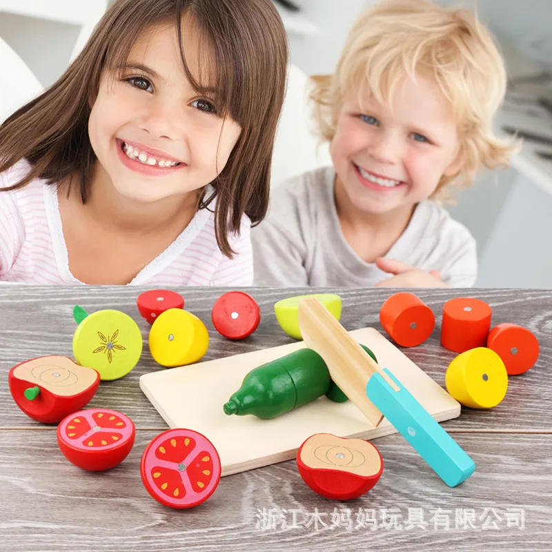

CHILDREN'S Wooden Toy Can Cut Fruit & Vegetable Slicer Baby Cutting up Vegetables GIRL'S Play House Set Boy