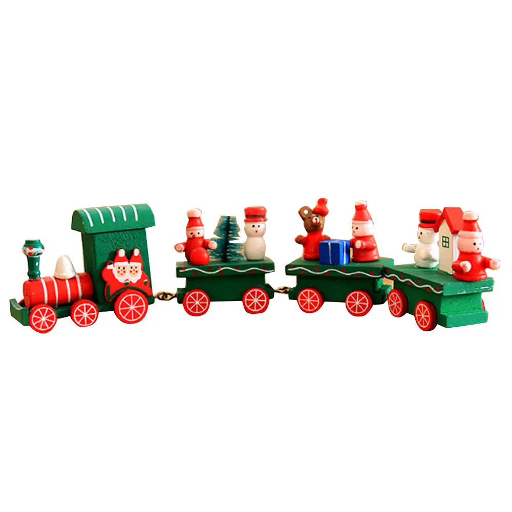 Рождество деревянный маленький поезд украшения Рождественские подарки игрушки милые творческие - Цвет: Green