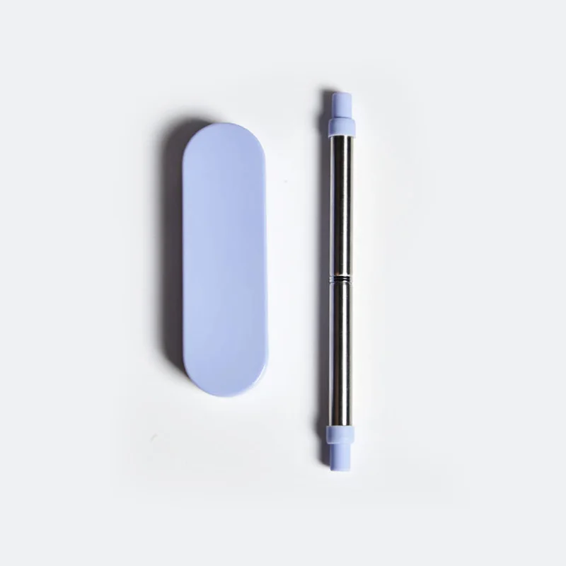 blue Складной стакан соломинки многократного использования металлическая соломинка с кистью чехол из нержавеющей стали прямые соломинки кофе посуда для напитков инструмент - Цвет: blue