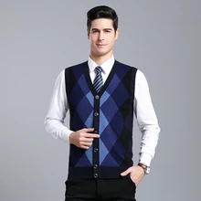 MACROSEA/осенне-зимний мужской шерстяной кардиган в клетку, повседневные мужские шерстяные свитера, мужской вязаный свитер без рукавов, жилетка, пальто 9068