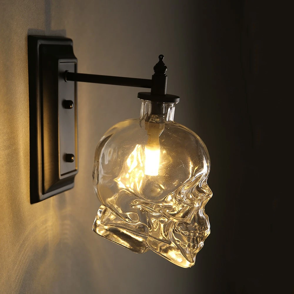 Nordic Loft Industrial Light Designer Retro Skull Glass Wall Lamp Vintage Bracket Lights Corridor Decor Lamps LED Illumination