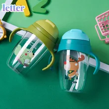 Biberon pour bébé 350ML, sans BPA, avec poignée antidérapante et couvercle de tasse, pour boire du lait, de l'eau et du jus