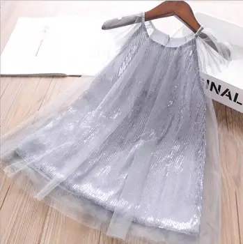 

girls sequin dress summer baby girls solid color tulle party dresses kids dress wholeseale