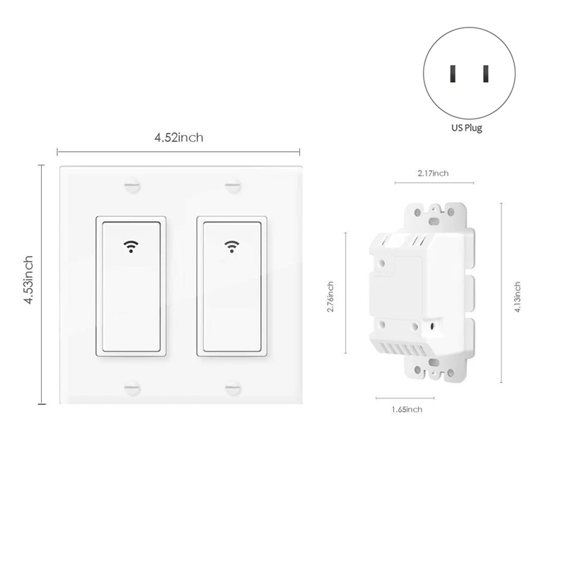 2 банда WiFi умный светильник-переключатель для Alexa Google Home беспроводной переключатель стандарт США с пультом дистанционного управления и таймером стандарт США штекер