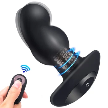 Vibration Anal Plug Vibro Rotation Beads Wireless Butt Plugs Prostate Massage Silicone Vibrator For Anus Vibrating Sex Toys 4