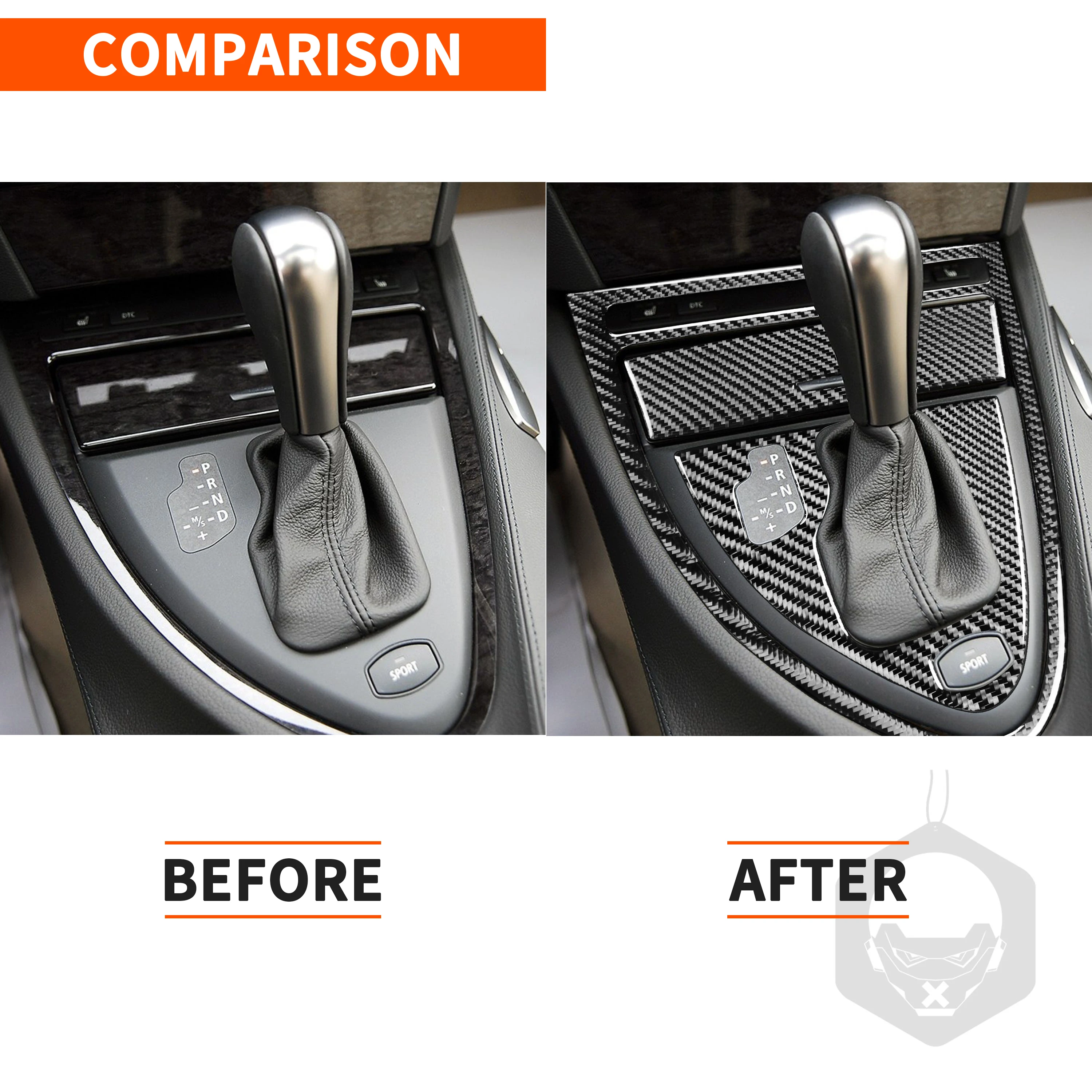For BMW 6 Series E63 E64 2004-2010 Center Control AC CD Steering Wheel Set Real Carbon Fiber Sticker Car Interior Accessories