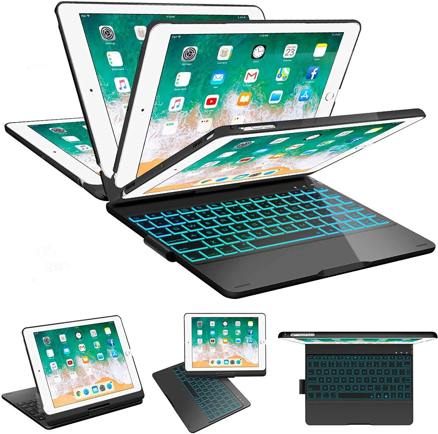 

SZILBZ iPad Keyboard Case 9.7 for iPad 2018(6th Gen)-iPad 2017 (5th Gen)-iPad Pro 9.7-iPad Air 2&1-360 Rotatable & 180 Flip