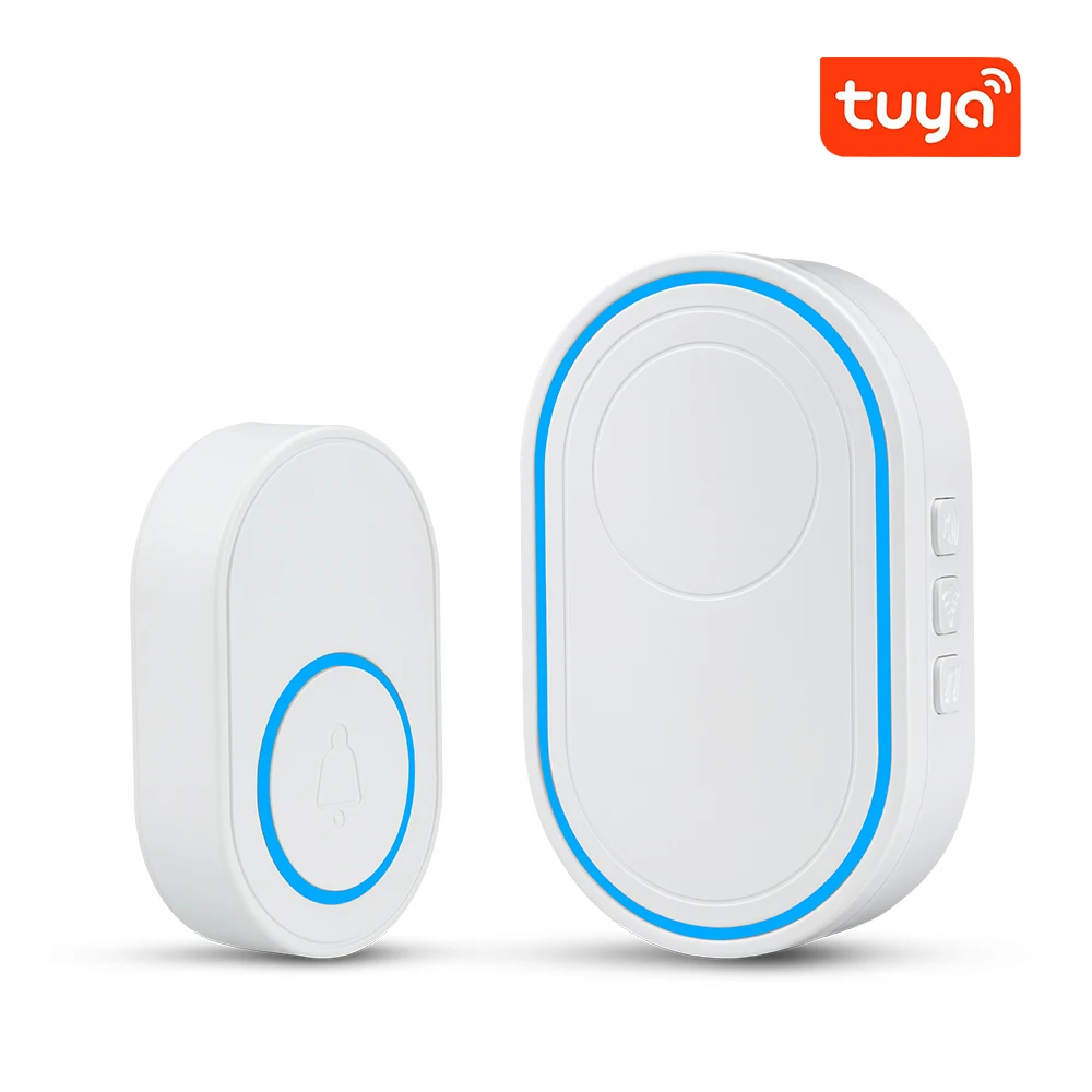 Tuya WIFI Smart Wireless Doorbell Welcome visitor Support Home Security Burglar Alarm System LED light 58 Ring Songs