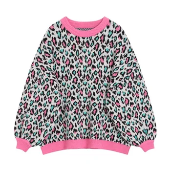 

Women's Fall/winter Loose Pullover Knitted Leopard Sweater Pullovers