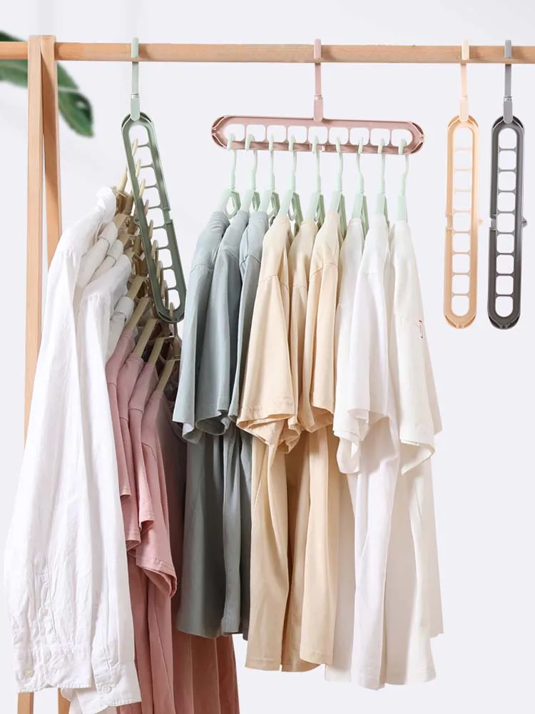

Multifunctional Mrosaa 9 Holes Rotatable Clothing Tie Hanger Hook Balcony Coat Hangers Plastic Wardrobe Storage Rack for Underwe