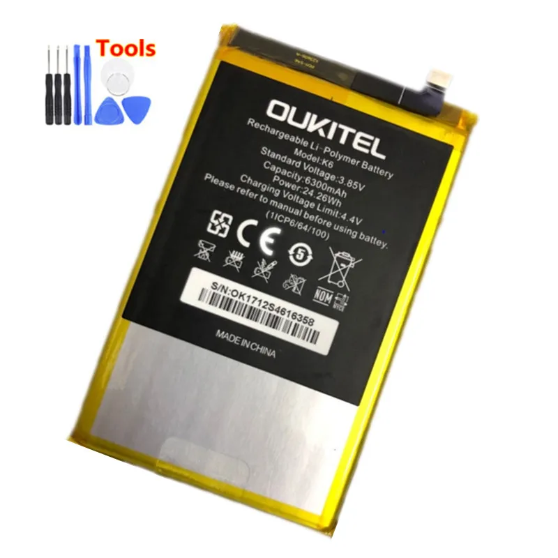 

Oukitel K6 Battery 100% Original 6300mAh Backup Battery Replacement For Oukitel K6 Mobile Phone + Free Tools