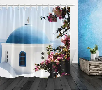 

Vintage European Dome Church Waterproof Fabric Shower Curtain Bath Accessory