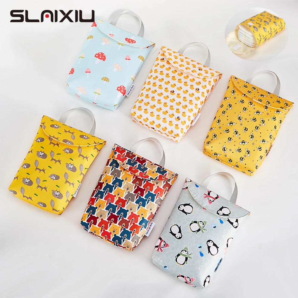 SLAIXIU Diaper Storage Bag  Reusable Waterproof Fashion Prints Wet/Dry Bag Storage Bag Travel Nappy Bag