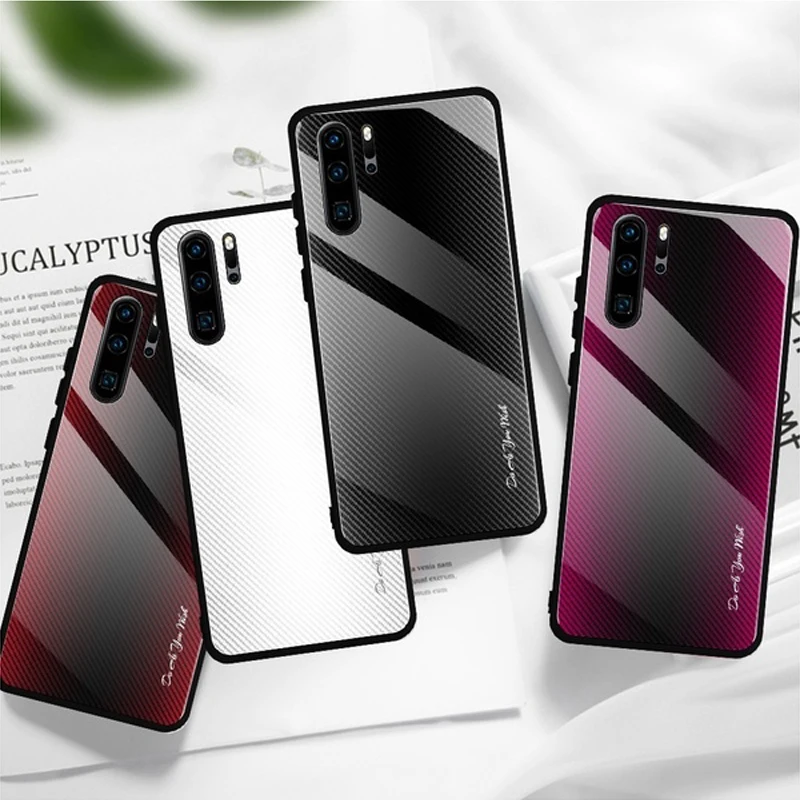 Чехол для huawei P20 P30 Pro чехол с текстурой градиентным стеклом телефона Lite 2019 Nova 4E 3e 5i