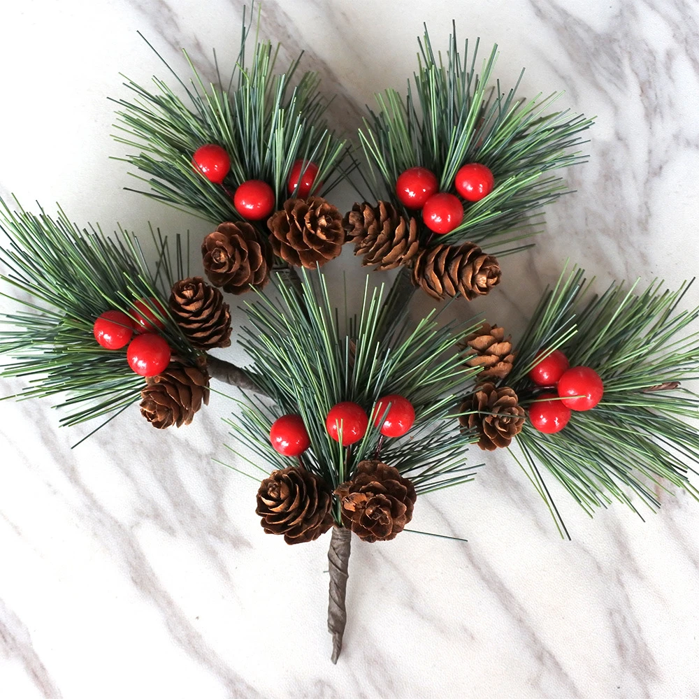 Mini Pinecones Navidad 5 piezas, adornos decorativos de escritorio, fruta roja, adornos navideños|Colgantes y adornos en forma de gota| - AliExpress