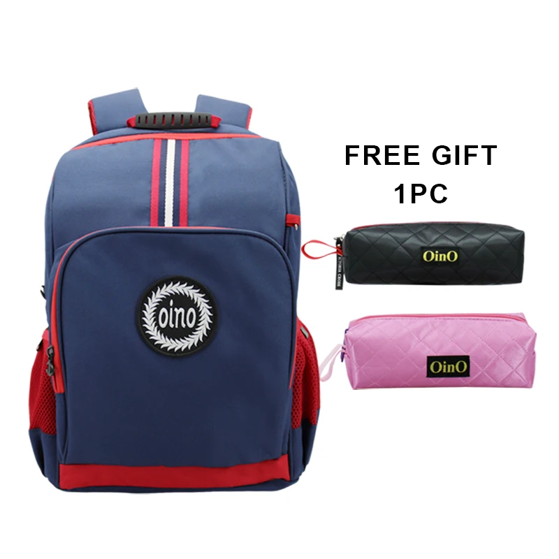 School-Backpack Pencil-Case Students Girls Solid for Boys Free-Gift Organizer Mesh-Pocket