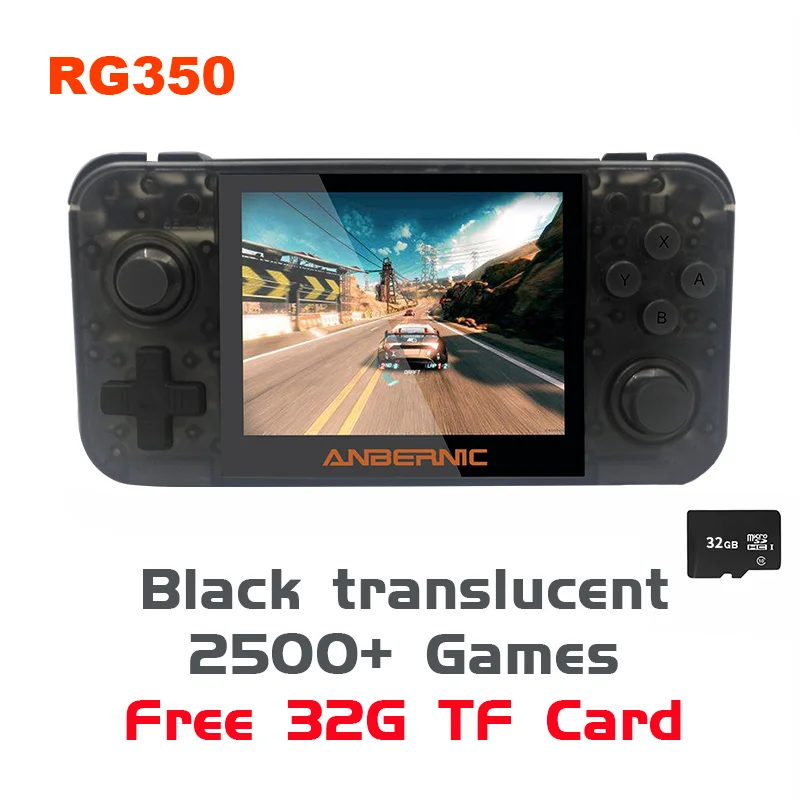 Powkiddy q50 чехол для телефона в виде ретро-игровой консоли RG350 64-разрядный портативные игровые консоли PS1 симулятор 3,5 дюймов ips экран 2500+ открытая система 3D игры - Цвет: black T and32GTFcard