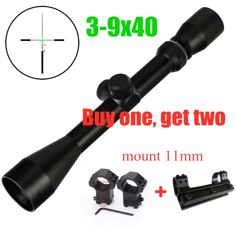 11mm 3-9X40 охотничий Воздушный прицел для винтовки провод дальномер Сетка арбалет или Mil точка Сетка прицел тактический оптические прицелы - Цвет: 11mm