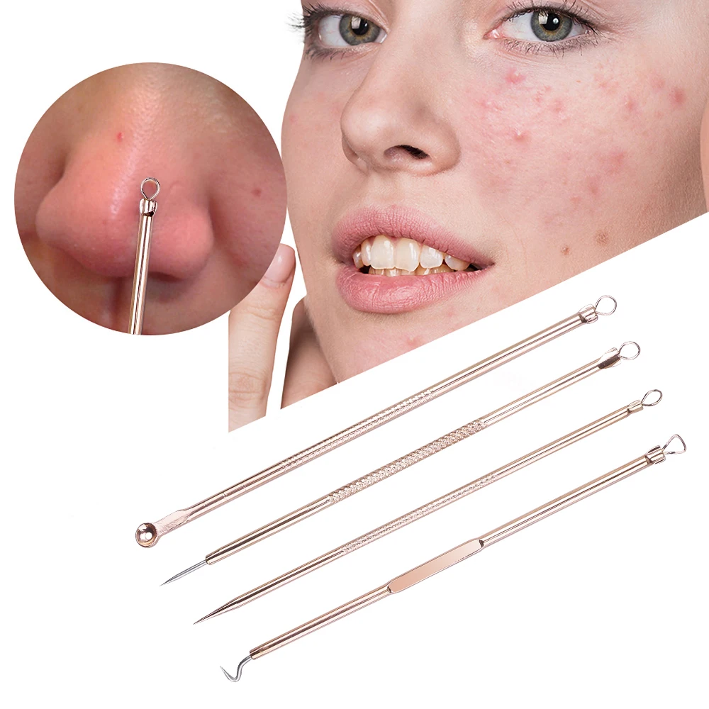 Uds de acero inoxidable eliminación de acné agujas grano espinilla Remover herramientas cuchara para el cuidado de la piel herramientas agujas Facial limpiador de poros