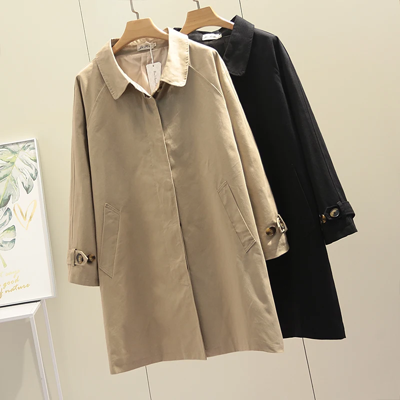 

Womens Trench Coats New Joker Windbreaker Women's Clothing 2019 Spring and Autumn Korean Loose Solid Coat Plus Size