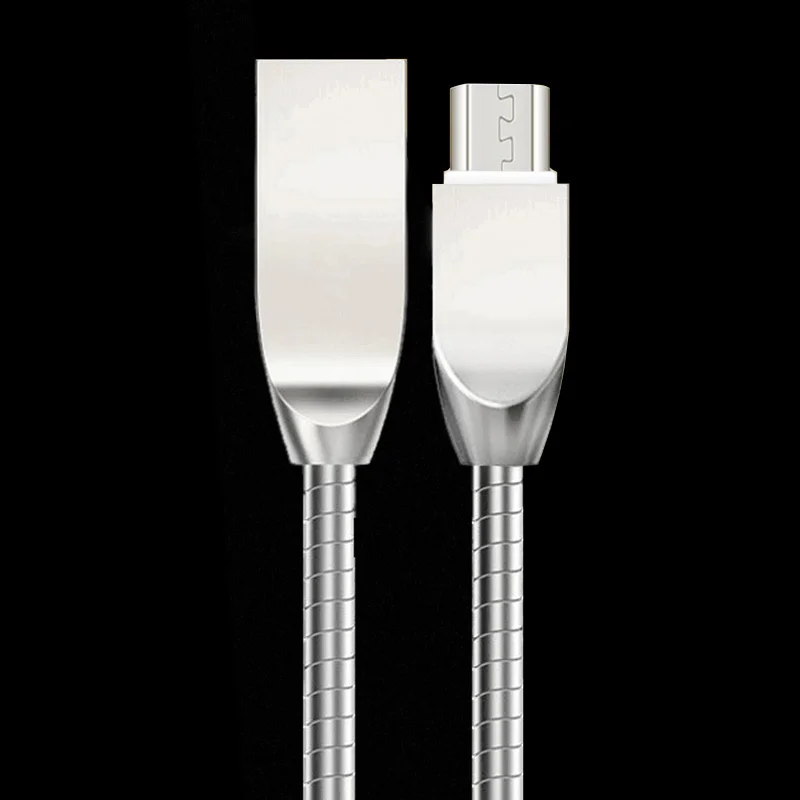 Silver micro Type-C/Micro USB металлический пружинный шланг зарядный кабель Линия передачи данных для samsung huawei PUO88 - Цвет: Silver micro