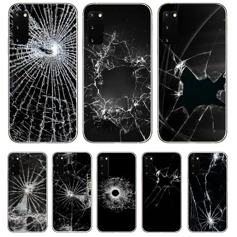 Broken Glass Phone Case For Samsung Galaxy S9 S10 Plus S10E S20FE A71 A51 A21S Clear Silicone Transparent Cover | Мобильные телефоны