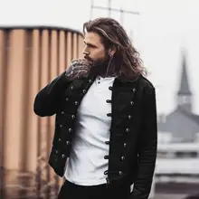 Хит, винтажная Мужская Готическая куртка, осенняя туника в стиле стимпанк, рок-платье, Мужской винтажный костюм в стиле панк, металлическая военная куртка, верхняя одежда