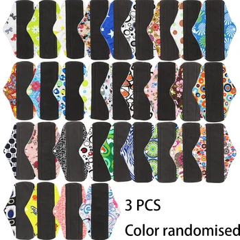 

3pcs Breathable Super Absorbent Charcoal Bamboo Menstrual Pad Washable Feminine Hygiene Panty Liners Reusable Travel Mama Towel