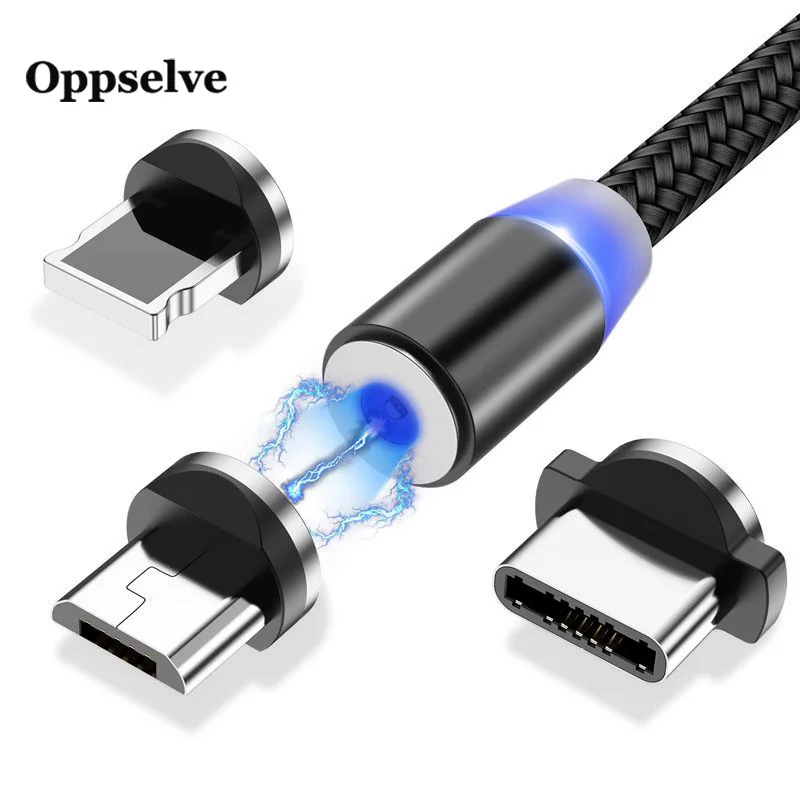 

Oppselve Magnetic USB Cable For iPhone Huawei Samsung Magnet Charger Charging Cord Type C Micro USB Cable For Android Phone Wire