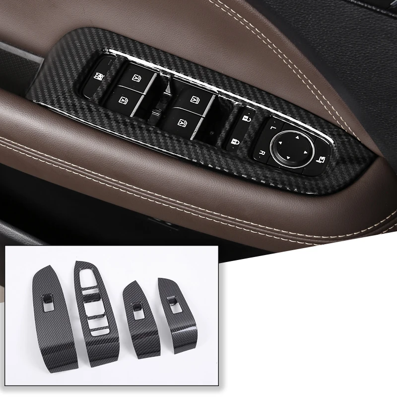 carbon fiber black Lsrtw2017 для Trumpchi Gs5 автомобильный стеклоподъемник панели планки интерьерные аксессуары углеродное волокно - Название цвета: carbon fiber black