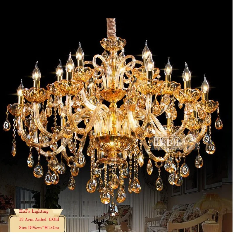 New Modern Big Lustres Chandelier 100% K9 Crystal Luxury Large Home Decoration Amber/gold/cognic/Clear Chandelier Lighting