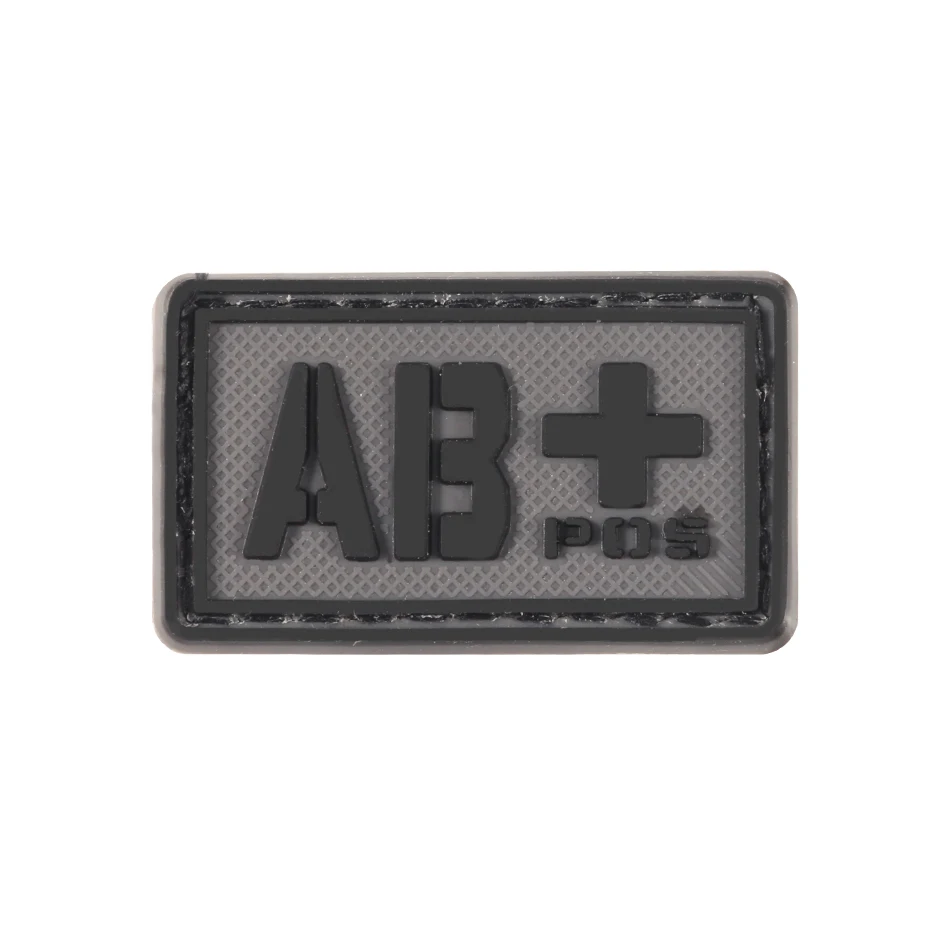 10 Пластырь типа крови A+ B+ AB+ O+ Положительный A B AB O+ POS A-B-AB-O-NEG-отрицательный ПВХ значок боевой дух тактический военный крюк патч - Цвет: 10