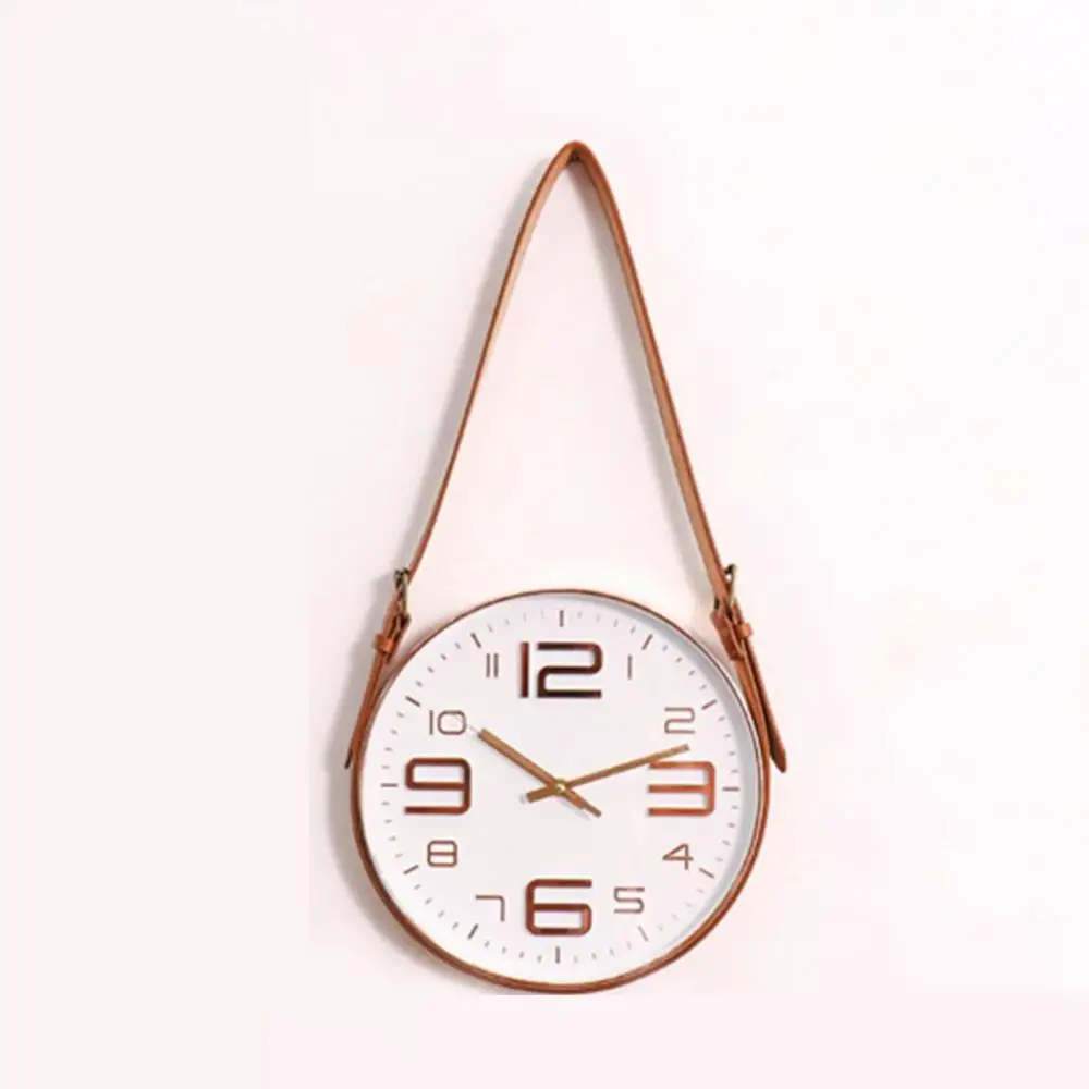 

Nordic Modern Style Mute Rope Hanging Clock Wall Clock Novel Round Silent Clock Decor For Study office bedroom living room