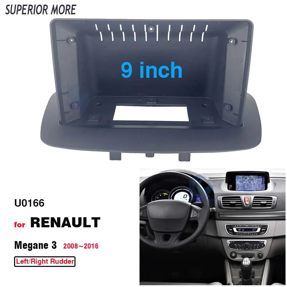 2 Din 9 Inch Car Radio Plastic Fascia Panel Frame for RENAULT Megane 3