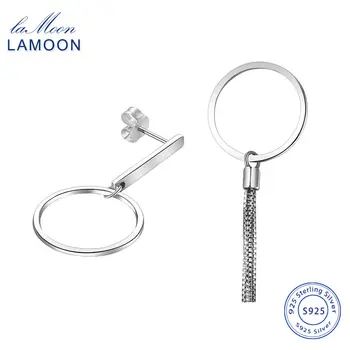 

LAMOON 925 Sterling Silver Drop Earrings for Women Simple Hoop Circle Round Daily Party Gift Fine Jewelry EMER004-1