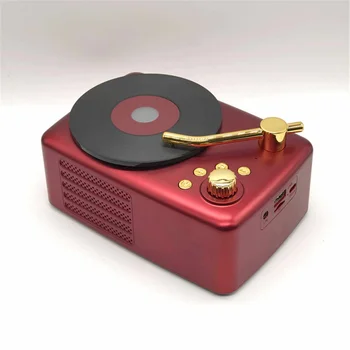 

V5.0 bluetooth Speaker 1500mAh Battery Retro Records Player Portable HIFI Speaker 280HZ-16KHZ Wireless Built-in Microphone