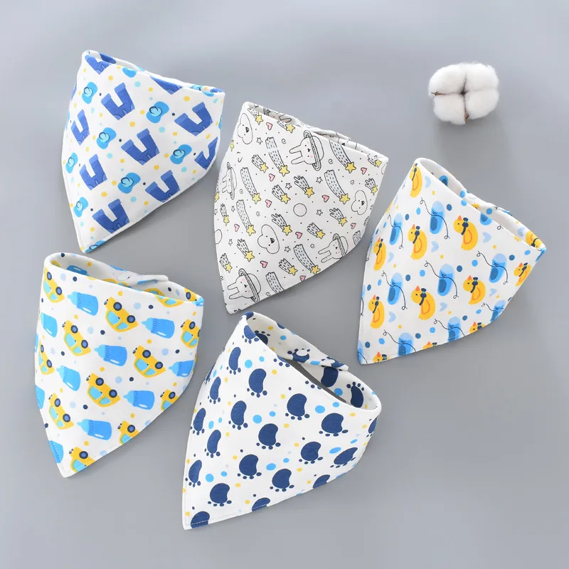 born baby accessories	 5Pcs/lot Newborn bibs Cotton Triangle Double Bandana Bibs Cartoon Print Saliva Towel Baby For Boys & Girls Baby Scarf Gift Silicone Anti-lost Chain Strap Adjustable  Baby Accessories
