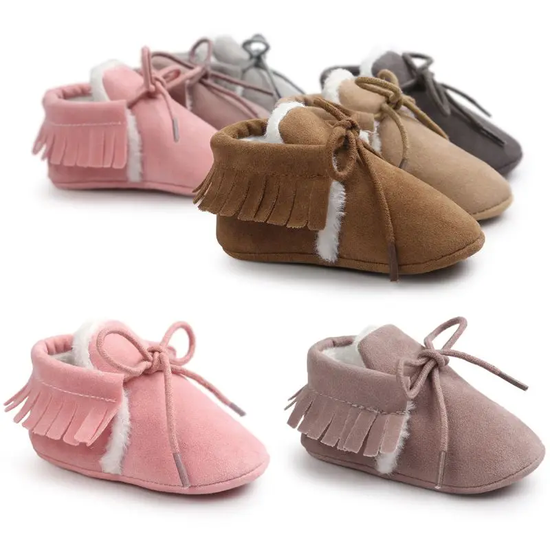 Детские мокасины младенческие мягкие Moccs обувь Bebe Первые ходунки бахрома подошва Нескользящая обувь для колыбельки из искусственной кожи
