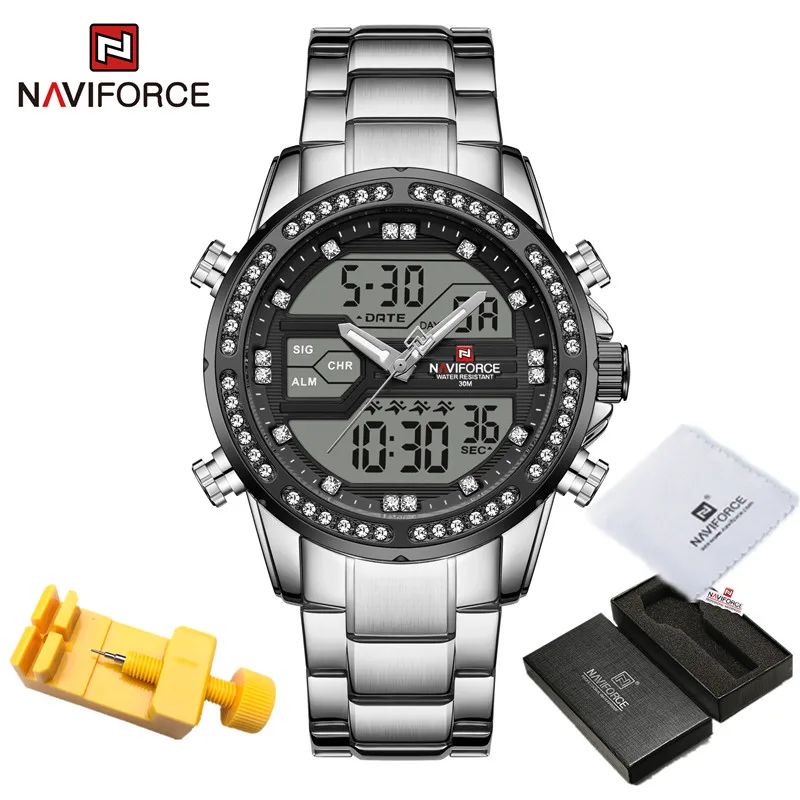 NAVIFORCE Watch For Men Luxury Quartz Digital Relogio Masculino Luminous Date Display Military Montre Waterproof Stainless Steel 