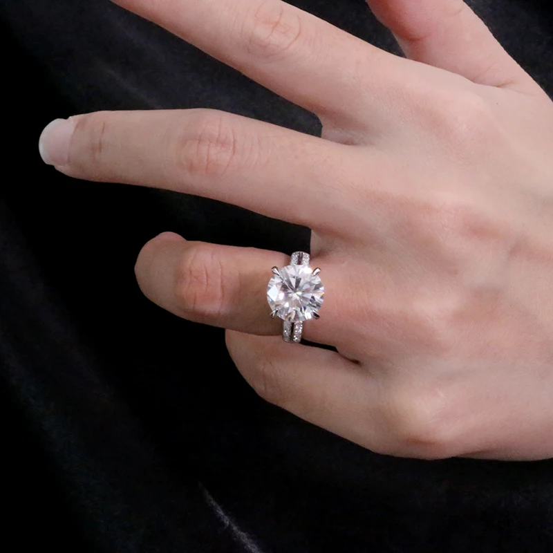 AEAW большой 4.0ct круглой огранки 10k14k18k Белое золото Муассанит кольцо Полный размеры ослепительный Женский Ювелирные изделия