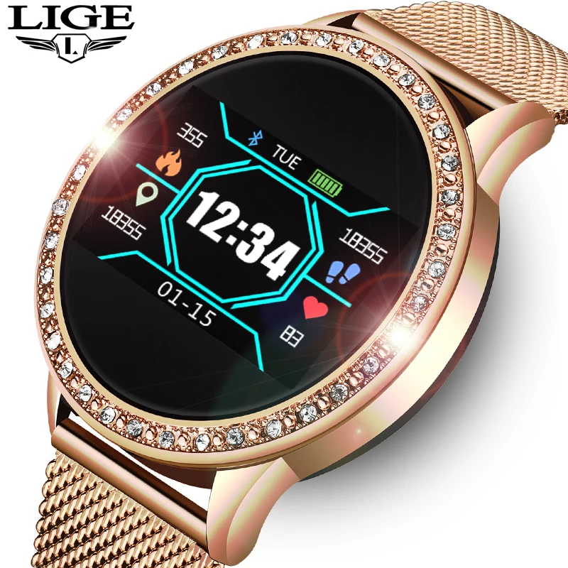 

LIGE 2019 New Smart Watch Women Blutdruck Herz Rate Monitor Smartwatch Fitness tracker Sport Smart Band wecker erinnerung + Box