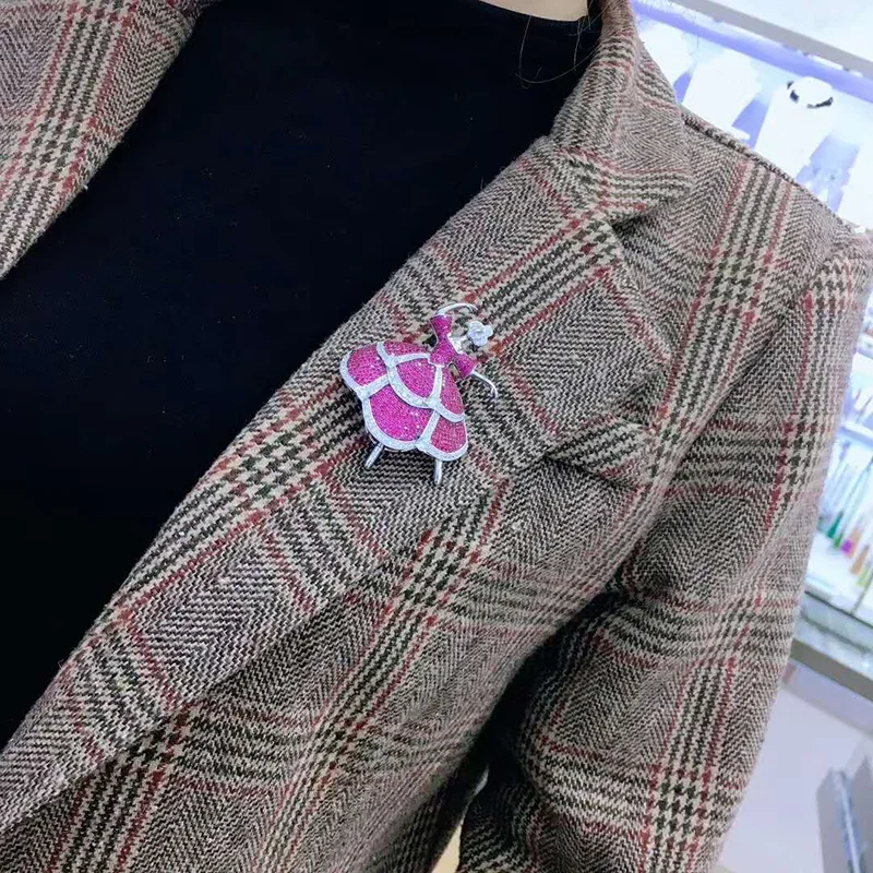 TOP Grade Cubic Zirconia Pave Ballet Girl Brooch